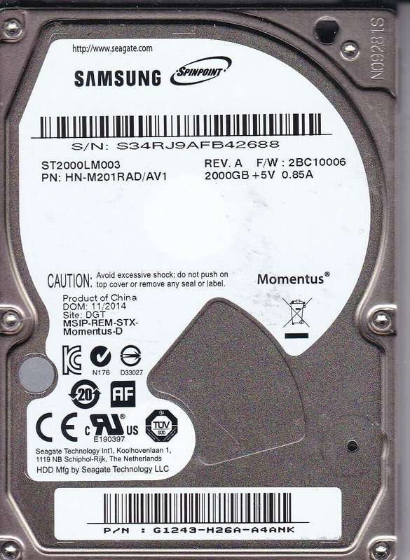 Samsung 2.5" HDD hard drive 2TB 5.4K 6G SATA ST2000LM003