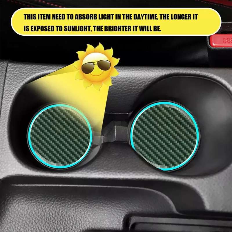 2x Glowing LED Car Cup Holder Night Light Pad Mat Drink Coaster Accessories