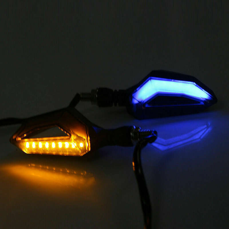 2 x Motorcycle Flasher LED Turn Signal Lights Amber Blue Blinker DRL Universal