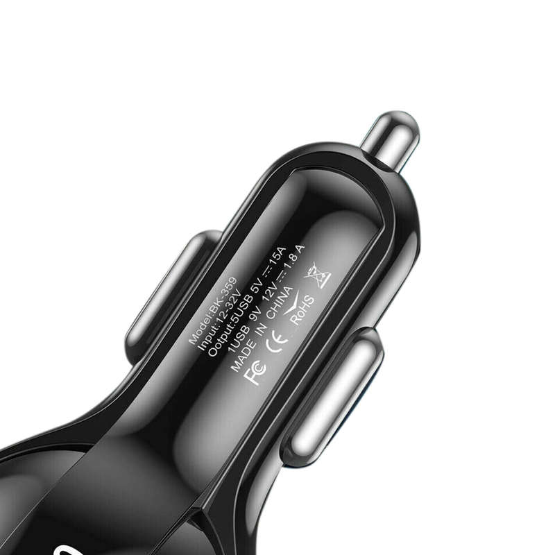 1x Universal 5 Port USB Phone Car Charger Adapter QC 3.0 Fast Charging Black