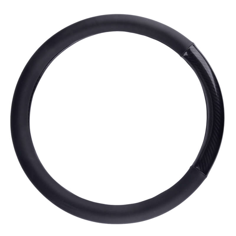 Carbon Fiber Style PU Leather 15" 38cm Car Steering Wheel Cover Anti-Slip