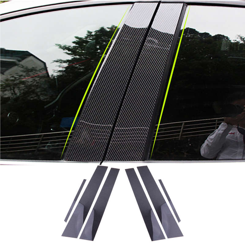 Carbon Fiber Style Window B Pillar Post Cover Fit for Honda Civic 2006-2011