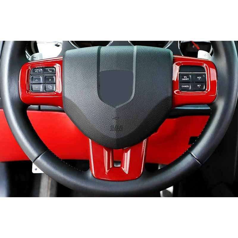 Red Steering Wheel Decoration Cover Trim Fit for Dodge Challenger 2009-2014