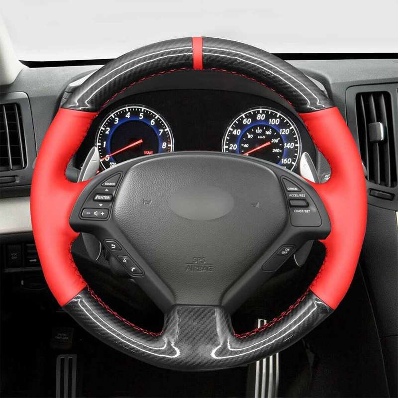 PU Leather Steering Wheel Cover Decor Fit For Infiniti G25 G35 G37 EX QX Q DIY