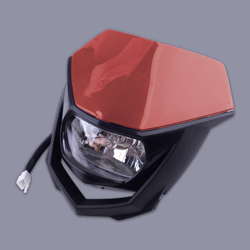 Red & Black Motorcycle Dirt Bike Front Headlight With Fairing H4 12V New