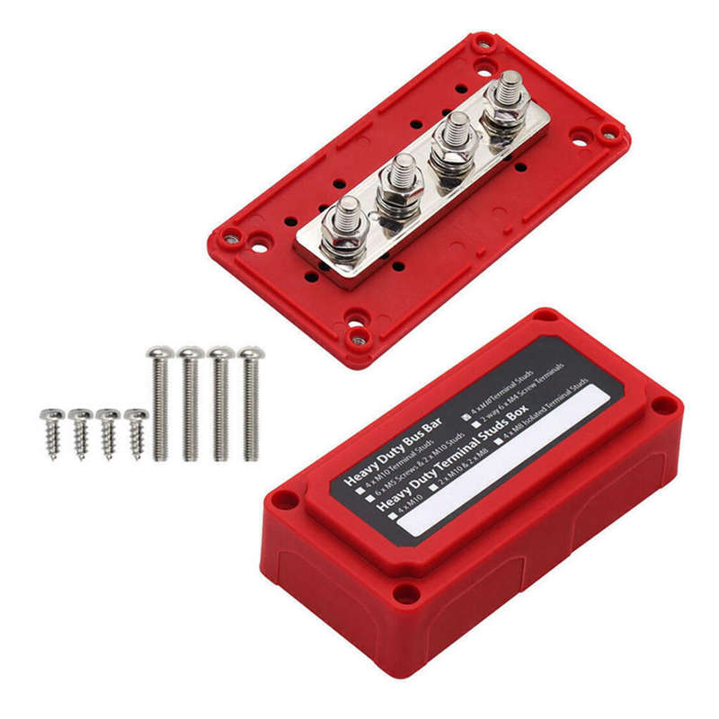 Universal 48V 300A M8(5/16") 4 Stud Heavy Duty Bus Bar Power Distribution Block~