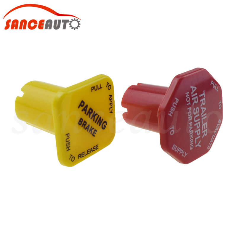 Yellow & Red Valve Parking & Air Brake Knobs 2PCS for Semi Trucks 298818 298817