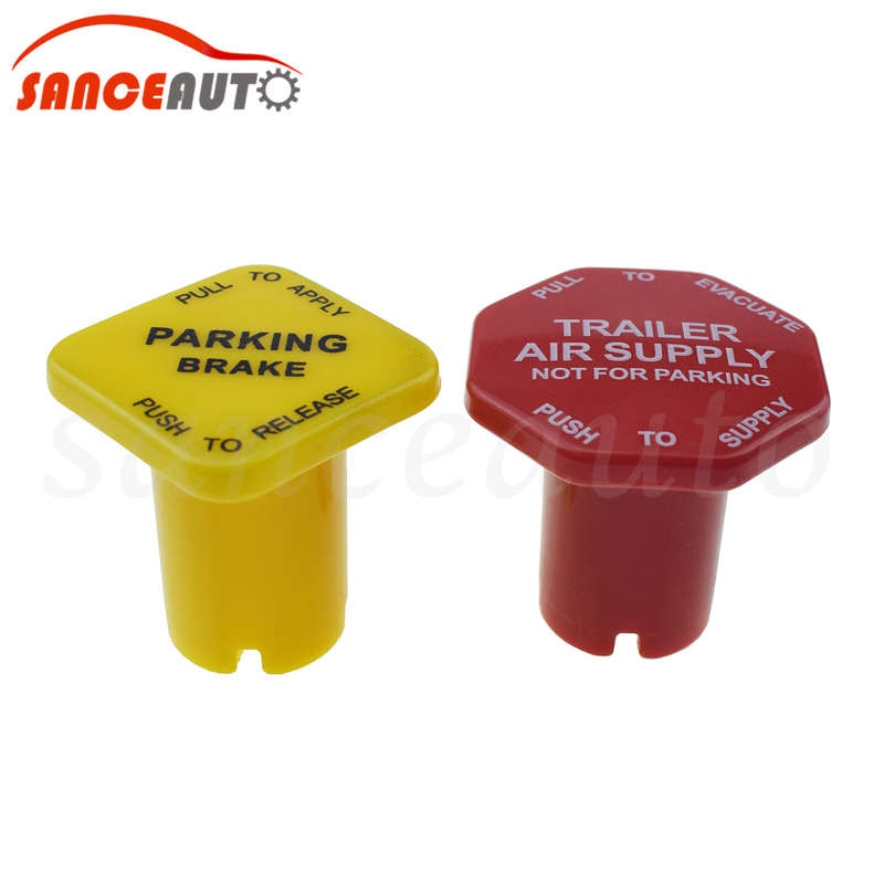 Yellow & Red Valve Parking & Air Brake Knobs 2PCS for Semi Trucks 298818 298817