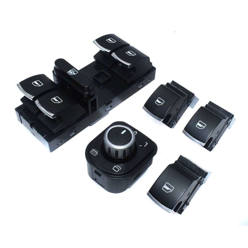 New Chrome Master Window Mirror Switch Set 5 For VW Jetta 3 Golf MK5 MK6 Passat