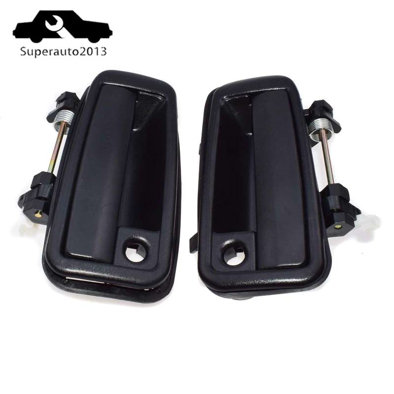 Pair Outside Door Handle Front Left & Right Black For Toyota Corolla 1988-92 New