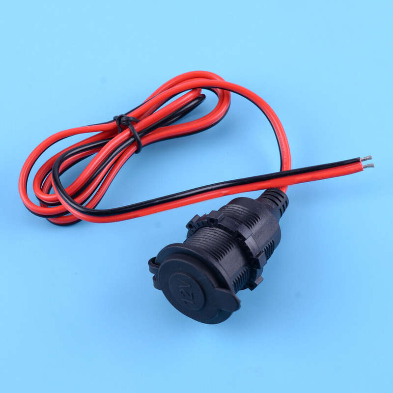 12V Car Cigarette Lighter Female Socket Adapter Cable 95cm with Waterproof Cap
