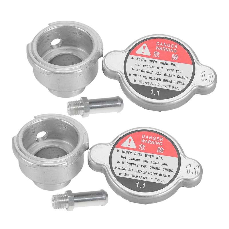 2x Aluminum Weld On Radiator Filler Neck 32mm 1.25" ID with 1.1 Bar Radiator Cap
