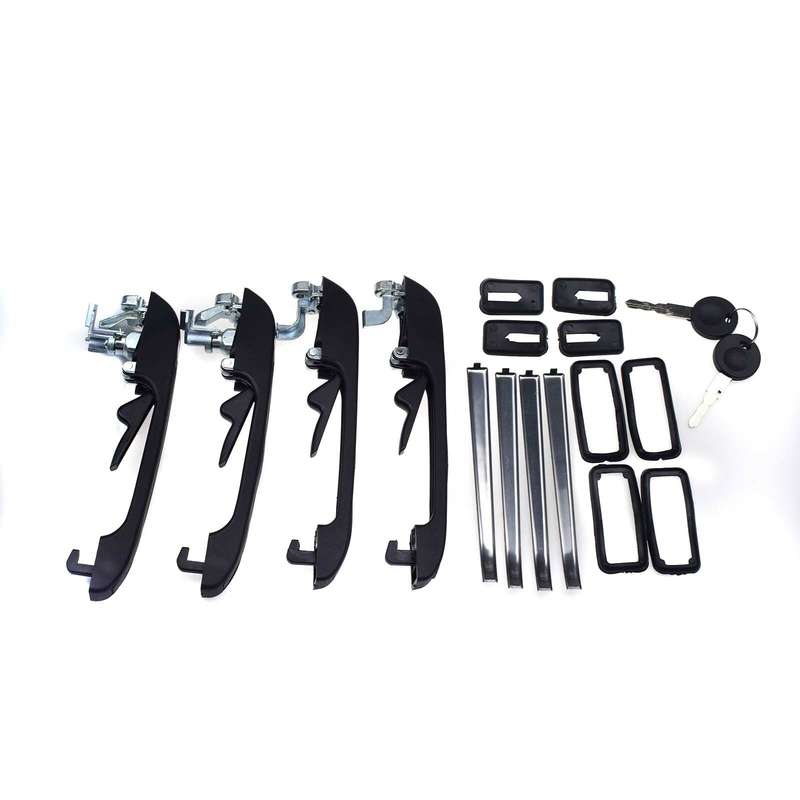 4PCS Door Handles Exterior Front Rear Set w/ 2 Same Keys For VW Volkswagen Golf