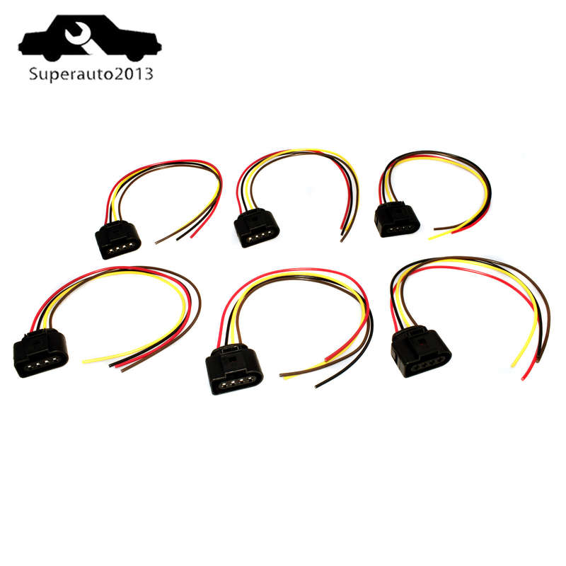 6X Ignition Coil Connector Wire Harness Plug Wiring For VW Jetta Passat Audi New