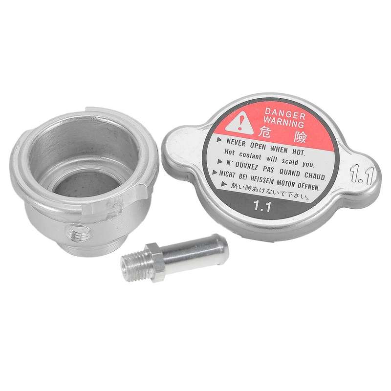 2x Aluminum Weld On Radiator Filler Neck 32mm 1.25" ID with 1.1 Bar Radiator Cap