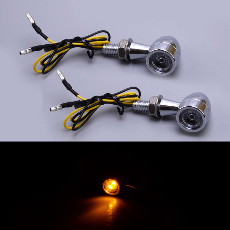 2x Motorcycle Amber Mini Bullet LED Turn Signal Light Brake Lamp Indicator