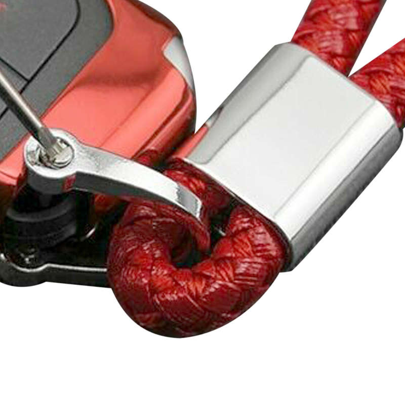 Red PU Braided Style Car Remote Key Ring Keychain With Stirrup Buckle