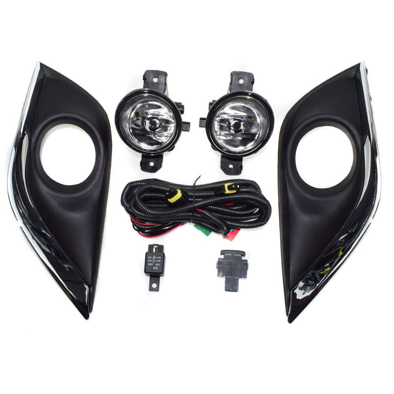 2pcs Clear Lens Fog Lights For 15-17 Nissan Versa w/ Bezel Wiring Switch Relay