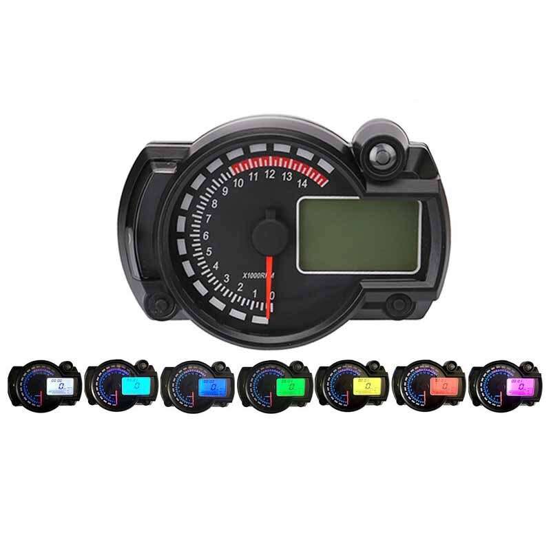 9-16V Motorcycle Colors LED Speedometer LCD Digital Odometer Guage 15000 r/min