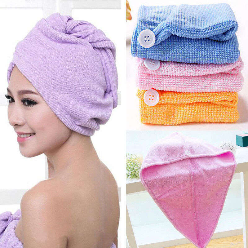 Image 1 - Microfiber Dry Hair Cap Women Men Shower Cap Quick Dry Hair Towel Solid Soft