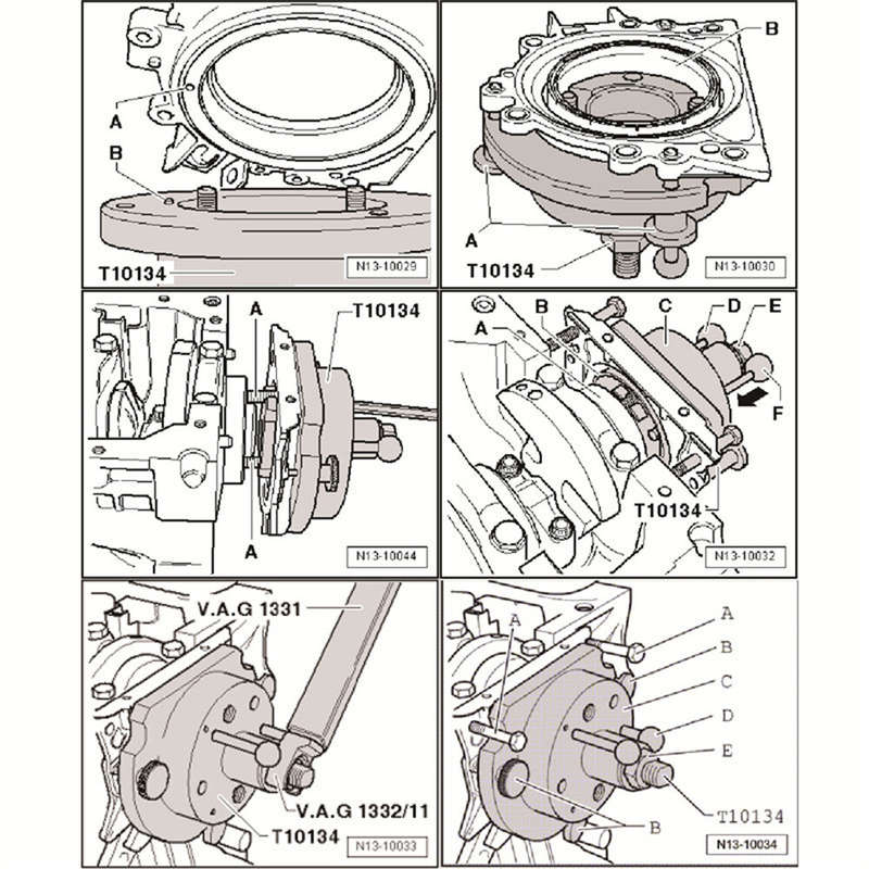T10134 Crankshaft Rear Seal Flange Remover Installer Tool For Volkswagen Audi