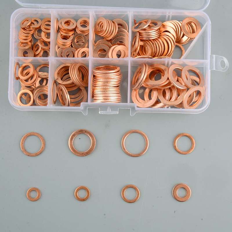 200pcs Diesel Injector Copper Seal Washer Installation Kit for Car Machinery etc