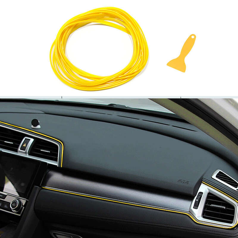 Yellow Car Interior Door Panel Edge Gap Molding Trim Strip Line