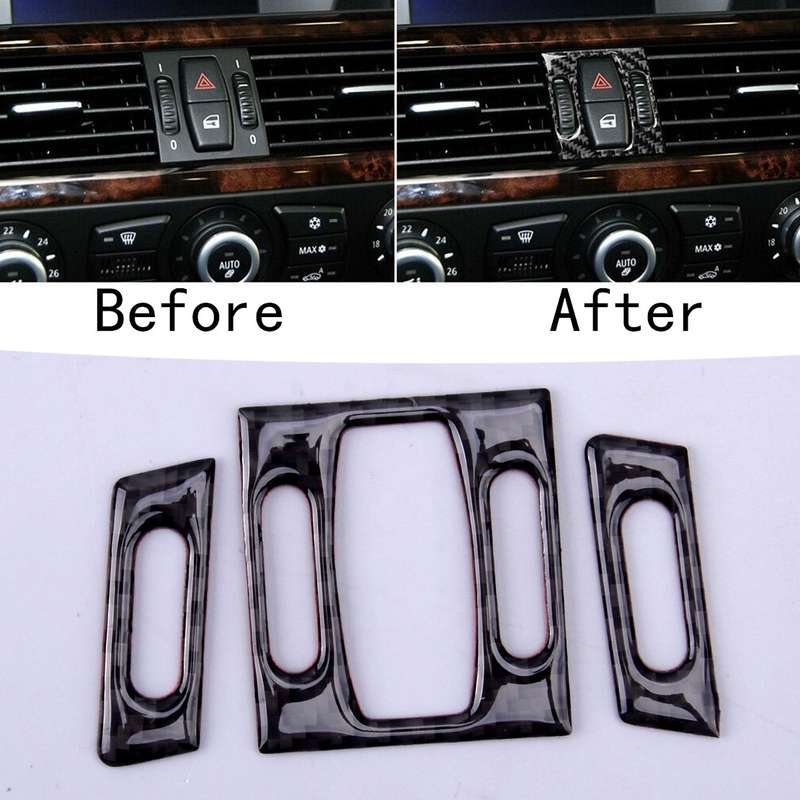 Carbon Fiber Central Air Vent Outlet Cover Trim Decor Fit For BMW 5 Series E60