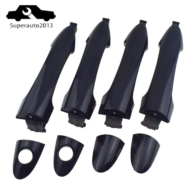 4PCS Front Rear Left Right Exterior Door Handle Black For Kia Picanto 2011-2016