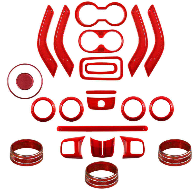 Red Full Interior Kit Set Cover Trim Fit For Jeep Wrangler JK 4 Door 2011-2017