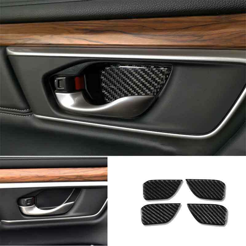 4Pcs Carbon Fiber Inner Door Bowl Cover Fit For Honda CR-V CRV 2017-2021 New