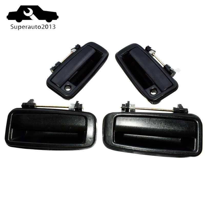 4X Outside Door Handle Front Rear Left Right Black For Toyota Corolla 88-92 New