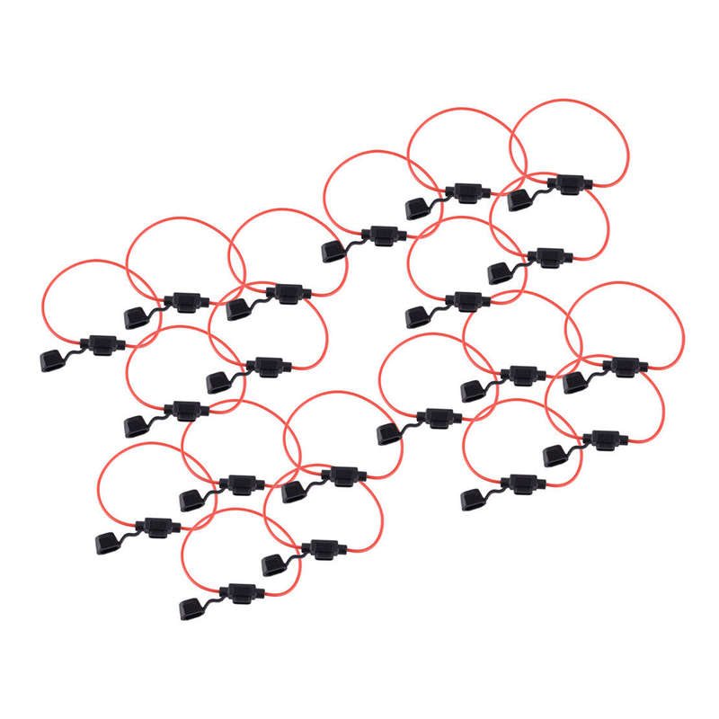 Standard Inline Fuse Holder Fuses In-Line 20A 18 AWG Adapter Cover 12V 20 Sets