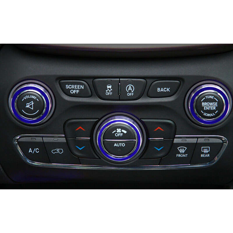 3x Aluminum AC Radio Switch Knob Cover Trim Ring Fit For Dodge Durango 2014-2019