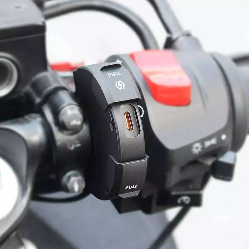 1x Motorcycle Handlebar Phone Fast Charging USB Charger 48W Type-C Power Adapter
