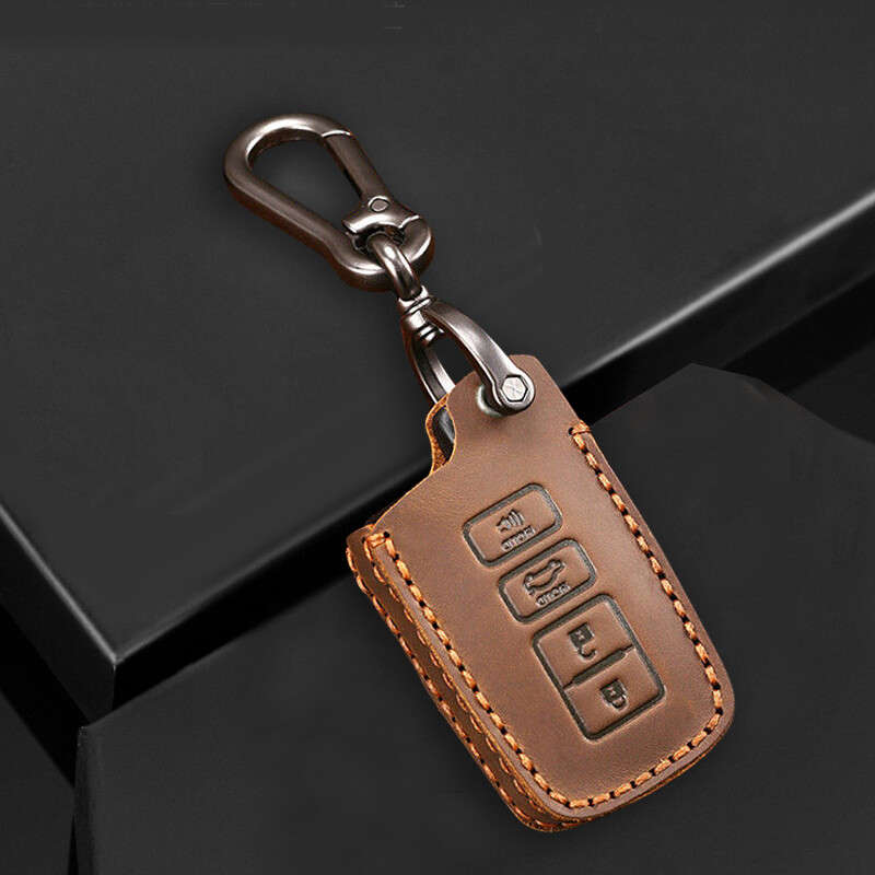 Brown Leather Remote Key Cover Case Fob Fit For Toyota Tacoma Highlander