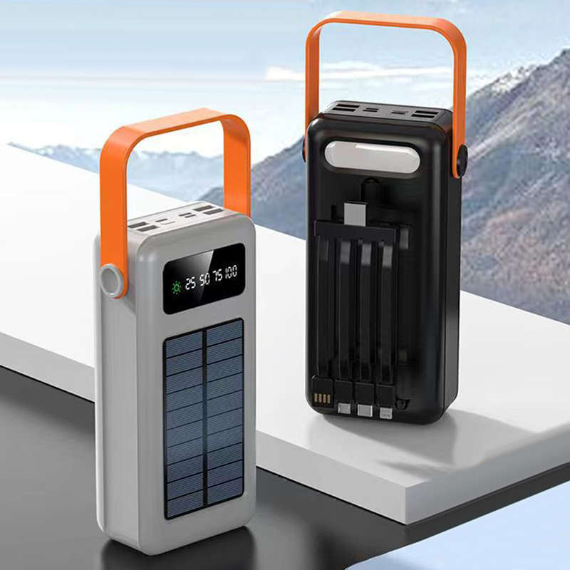 Portable Solar Power Bank 60000mAh 5 Ports External Battery Charger with Lights