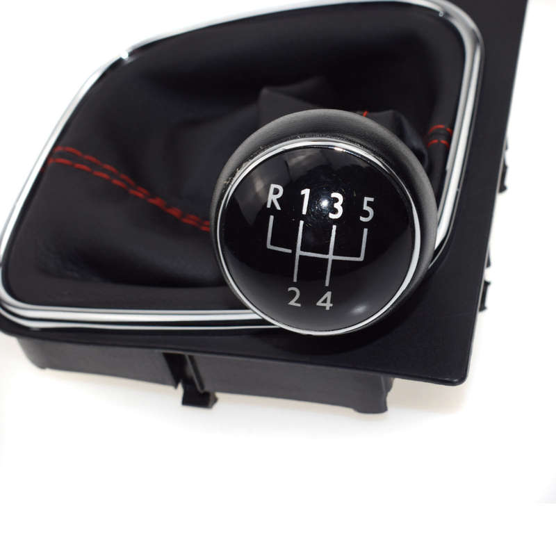5 Speed Gear Shift Knob Leather Boot For VW Golf 6 Mk6 10-14 Jetta 6 Mk6 11-14