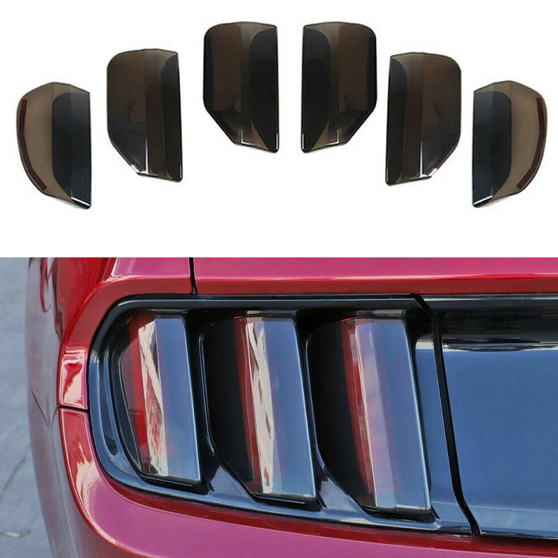 6pcs Smoked Black Tail Light Lamp Cover Guard Trim Fit For Ford Mustang 2015-17