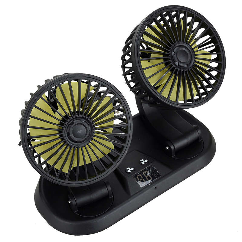 Vehicle Auto Dash Cooling Fan Dual Head Rotable & Cigarette Lighter Socket