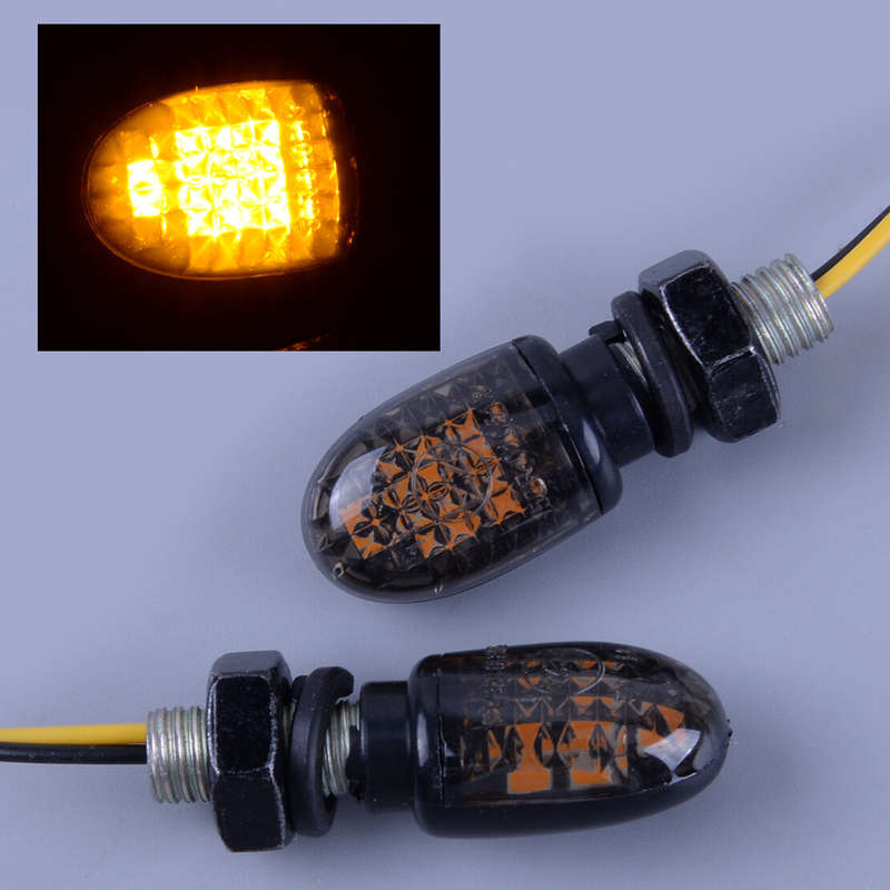 2x Motorcycle Mini Turn Signal Light LED Indicator Lamp Amber Light