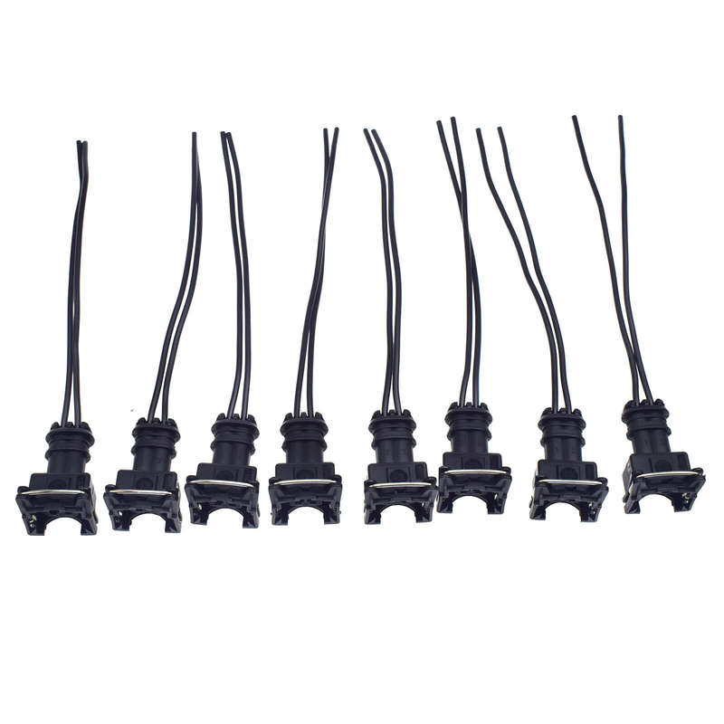 8PCS 2 Way Fuel Injector EV1 Female Connector Plug Clip Harness Pigtail Wiring