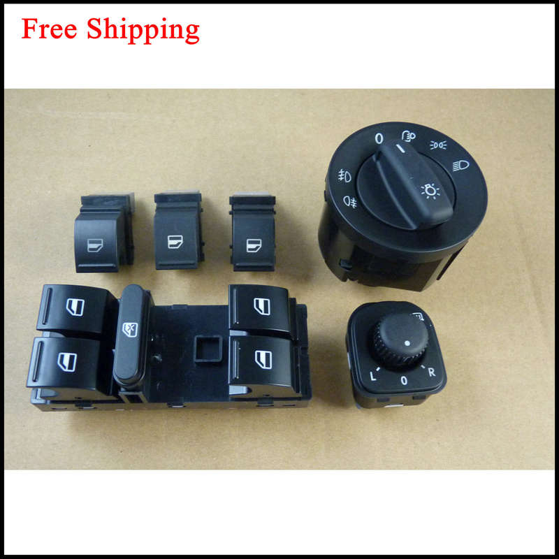 For VW Golf 5 6 Jetta Passat B6 CC Tiguan Mirror Window Headlight Switch Set (6)