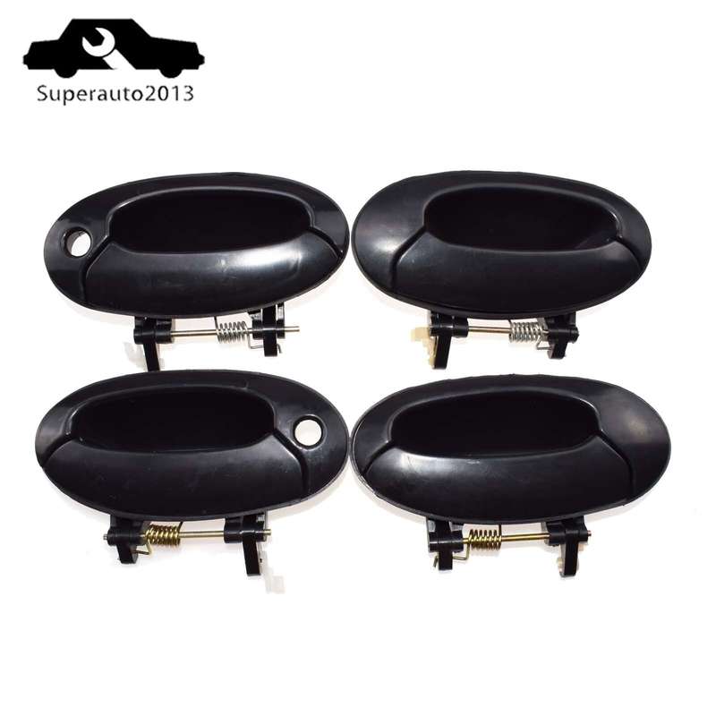 4PCS Front Rear Left Right Outside Door Handle Black For Hyundai Elantra 1996-00