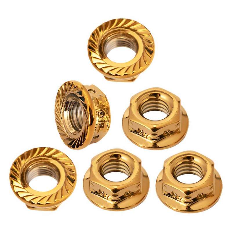 6Pcs Gloden Flange M10 Hex Nut Bolt Screw Fit For Motorcycle Bicycle de