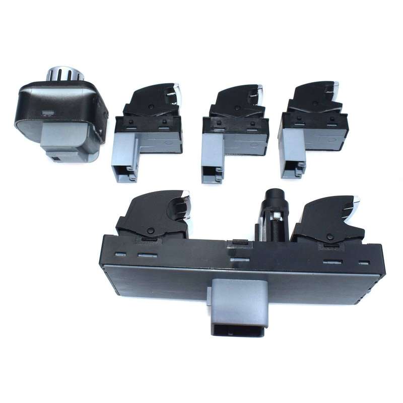 New Chrome Master Window Mirror Switch Set 5 For VW Jetta 3 Golf MK5 MK6 Passat