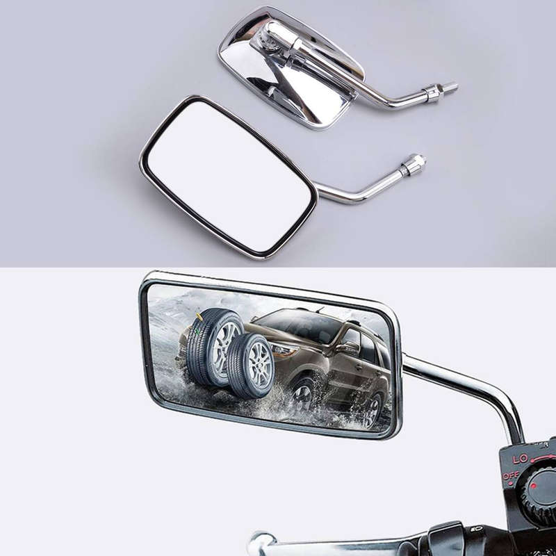Pair Motorcycle Rectangular Side Mirror 10mm Fit For Honda Suzuki Kawasaki