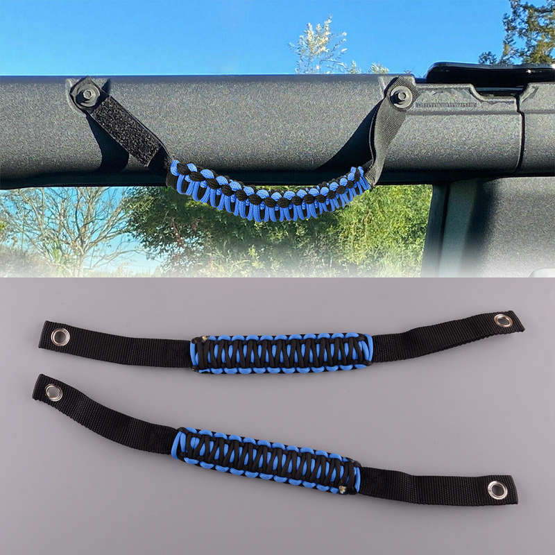 2pcs Blue Roll Bar Grab Handles Paracord Grip Handle Fit for Ford Bronco 2021 22