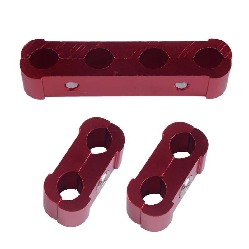 3Pcs Red Aluminum Engine Spark Plug Wire Separator Divider Organizer Clamp Set