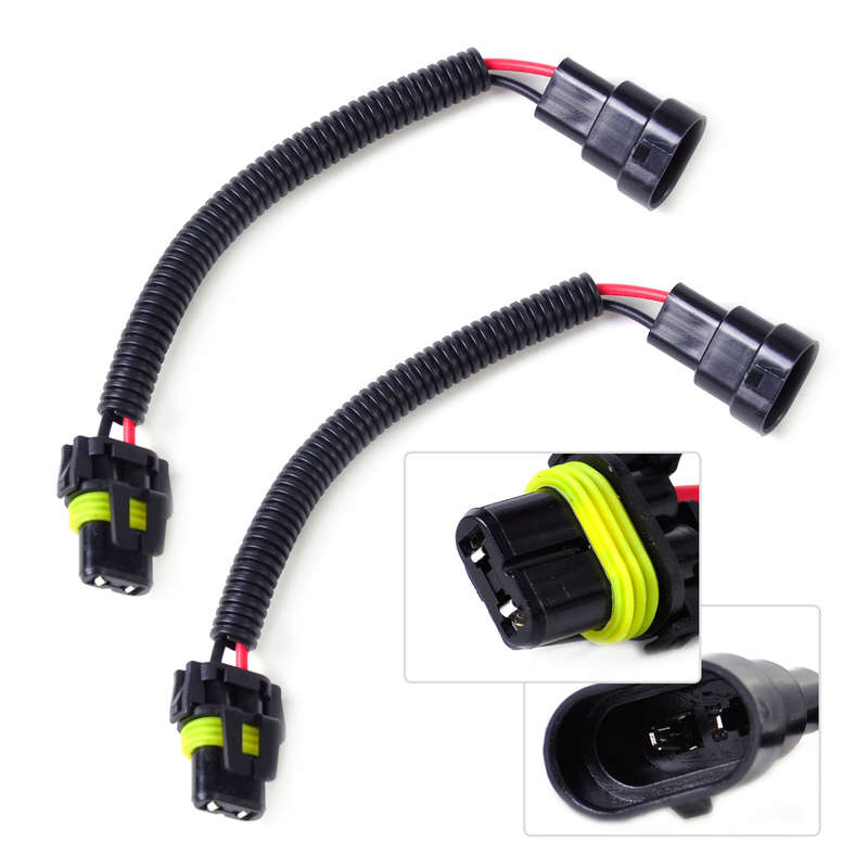 2pcs Headlight Fog Light HB4 9006 Wiring Harness Socket Plug Extension Wire